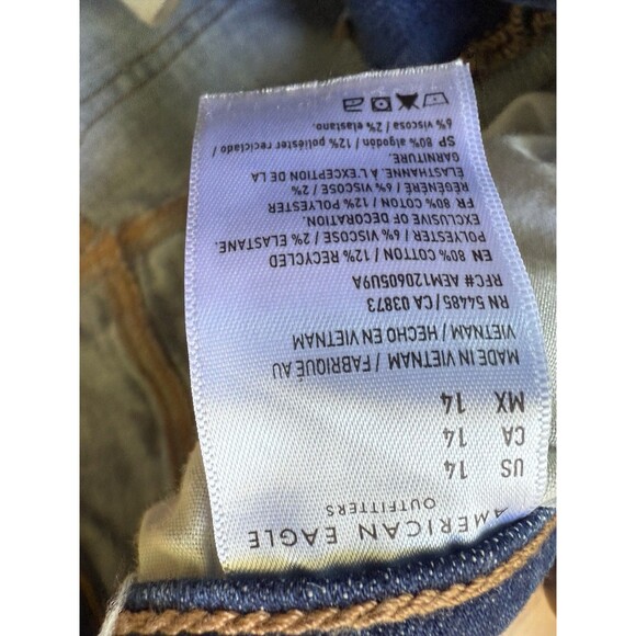 American Eagle Women Shorts 14 Blue Denim Next Level Stretch High Rise Shortie - Picture 5 of 5